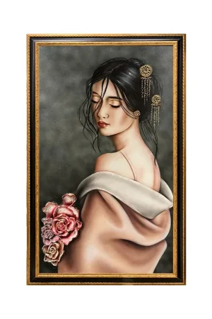 Art Maiora Quadro Adara con Cornice Nero Oro Dipinto a Mano su Tela 120x75 cm Affare