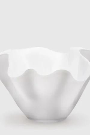 EDG Enzo De Gasperi Vaso Centrotavola Drappo in Vetro H28 D44 cm Bianco Più Venduto