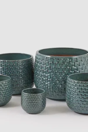 Ultimissimo Modello EDG Enzo De Gasperi Offerta Set 5 Vasi Cachepot Bombati Verde Smeraldo