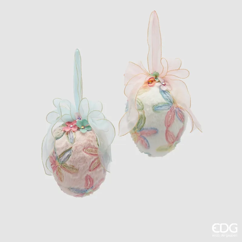 Prezzo Ridotto EDG Enzo De Gasperi Set 2 Decorazioni Uovo Fiocco da Appendere H20 cm
