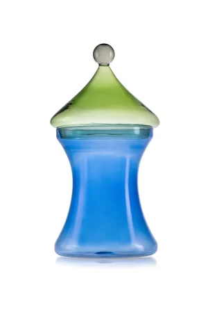 Occasione Imperdibile IVV Gli Scacchi Contenitore in Vetro con Coperchio H36 cm Blu e Verde