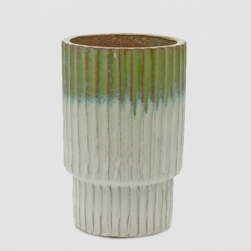 Miglior Prezzo EDG Enzo De Gasperi Vaso Glaze Atlas Righe H56 cm Verde