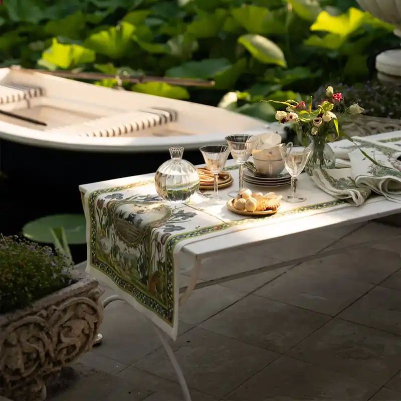 Tessitura Toscana Telerie Runner Bunny Garden 50x170 cm in Lino Novità