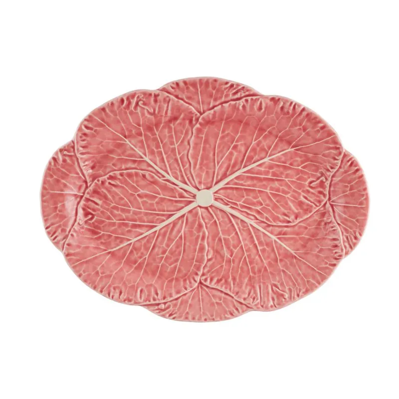 Bestseller Bordallo Pinheiro Vassoio Ovale Grande Cavolo 43x32 cm in Terracotta Rosa
