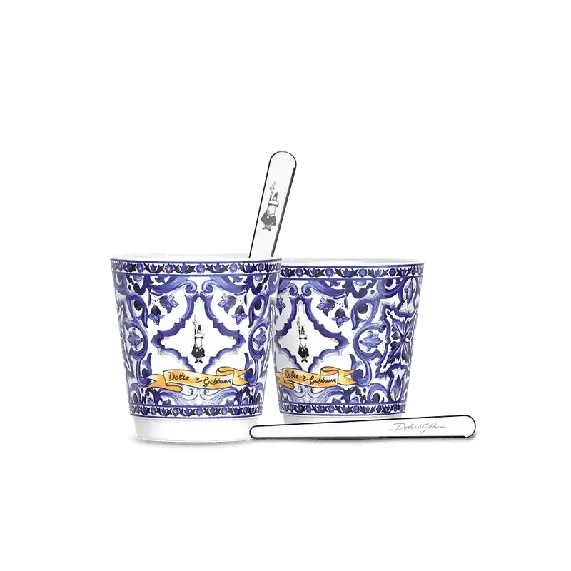 Di Tendenza Bialetti Set 2 Bicchierini e 2 Palettine Blu Mediterraneo Dolce&Gabbana