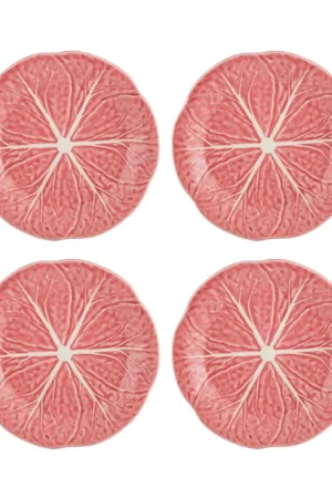 Solo Oggi Bordallo Pinheiro Set 4 Piatti Frutta Cavolo in Terracotta Rosa