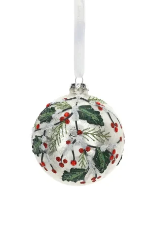 Hervit Creations Palla in Vetro Soffiato D8 cm Bianco e Argento Prezzo Basso