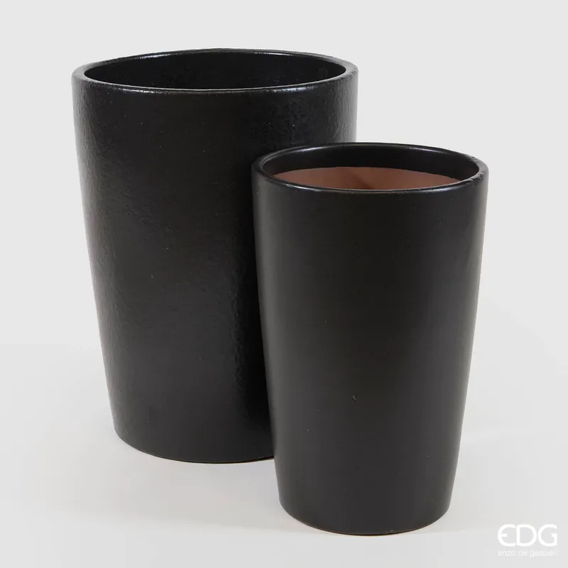 EDG Enzo De Gasperi Set 2 Vasi Glaze in Ceramica Nero Ordina Subito