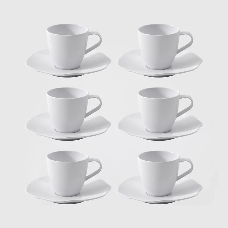 Villeroy & Boch Set 6 Tazzine da Caffè con Piattino Pura 50 ml in Porcellana Bone Premium Ordina Subito