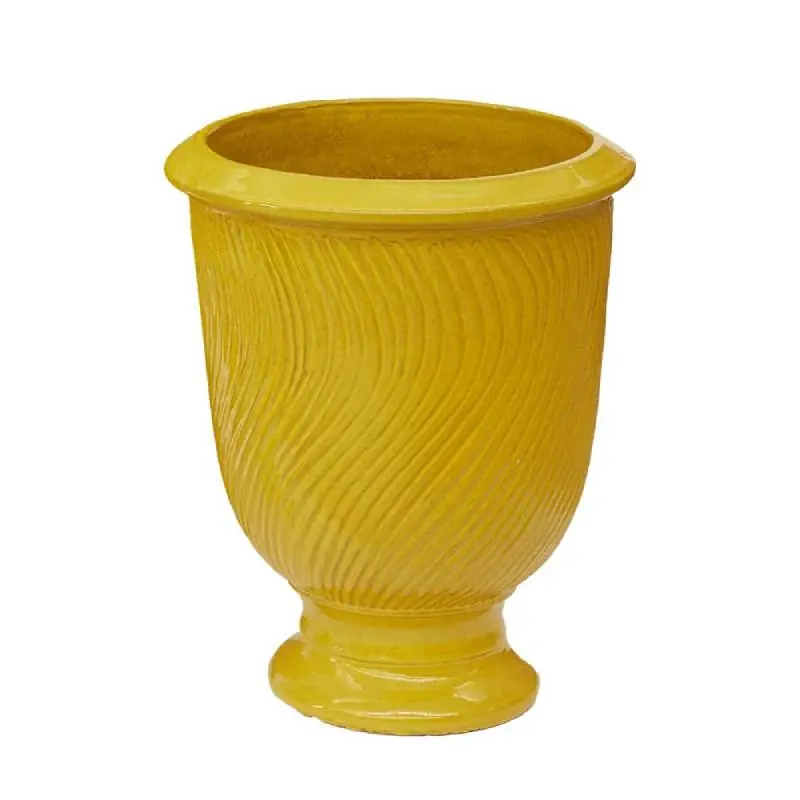 Novità EDG Enzo De Gasperi Vaso Glaze Atlas Onde Coppa H67 D54 cm Giallo