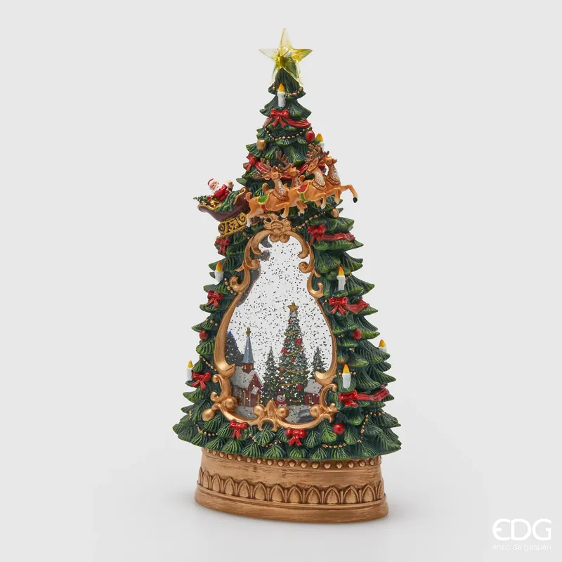 Consegna Rapida EDG Enzo De Gasperi Decoro Pino con Movimento Musica e Luci H34 cm