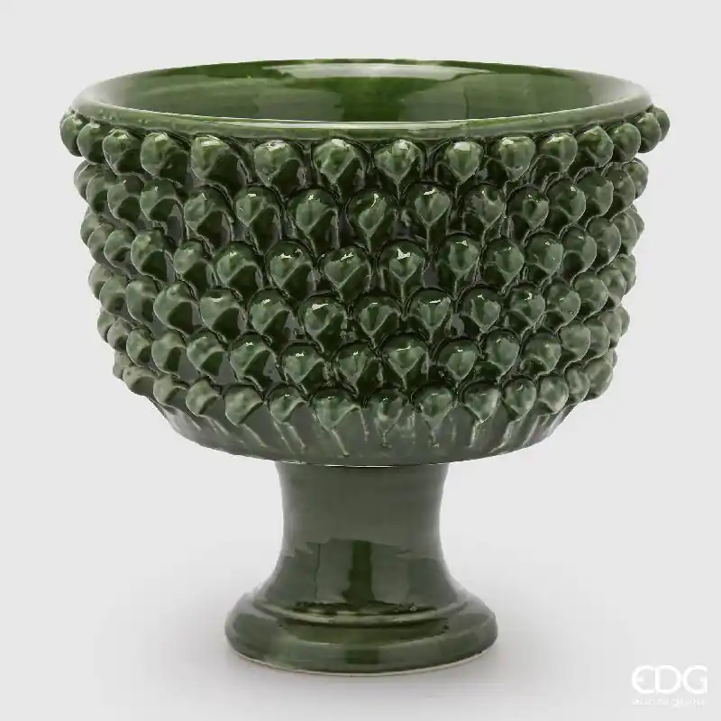 EDG Enzo De Gasperi Vaso Fenice Pigna con Piede H31xD33 cm Verde Offerta Lampo