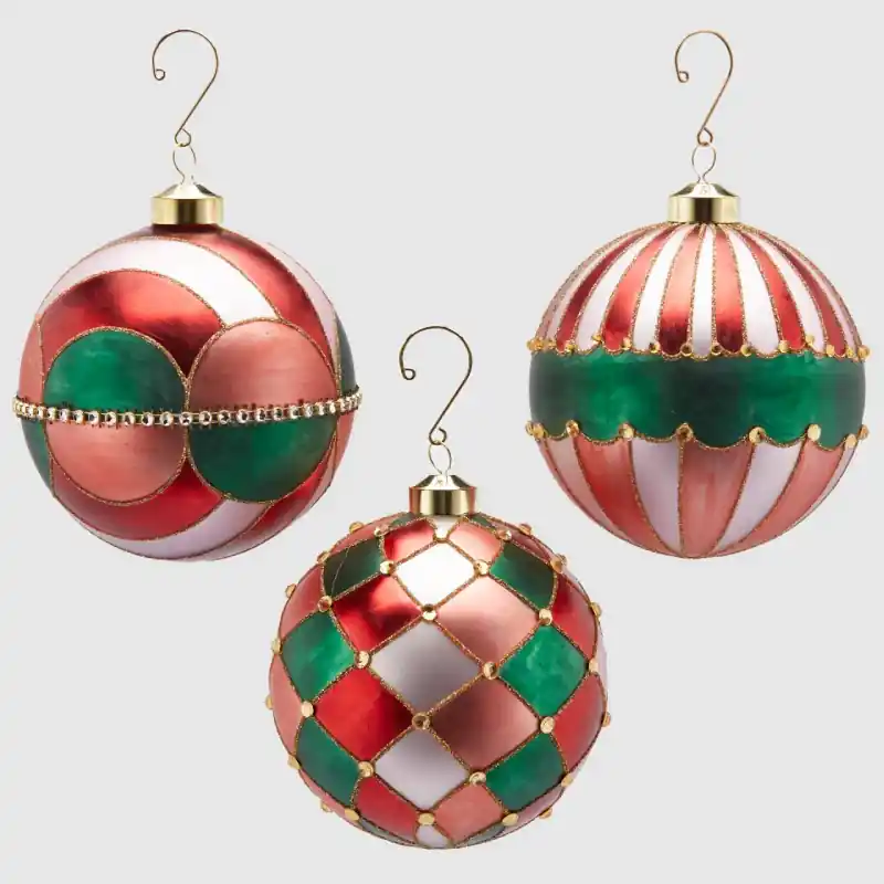 EDG Enzo De Gasperi Set 3 Palline Natalizie in Vetro Collezione Circus Offerta Del Giorno