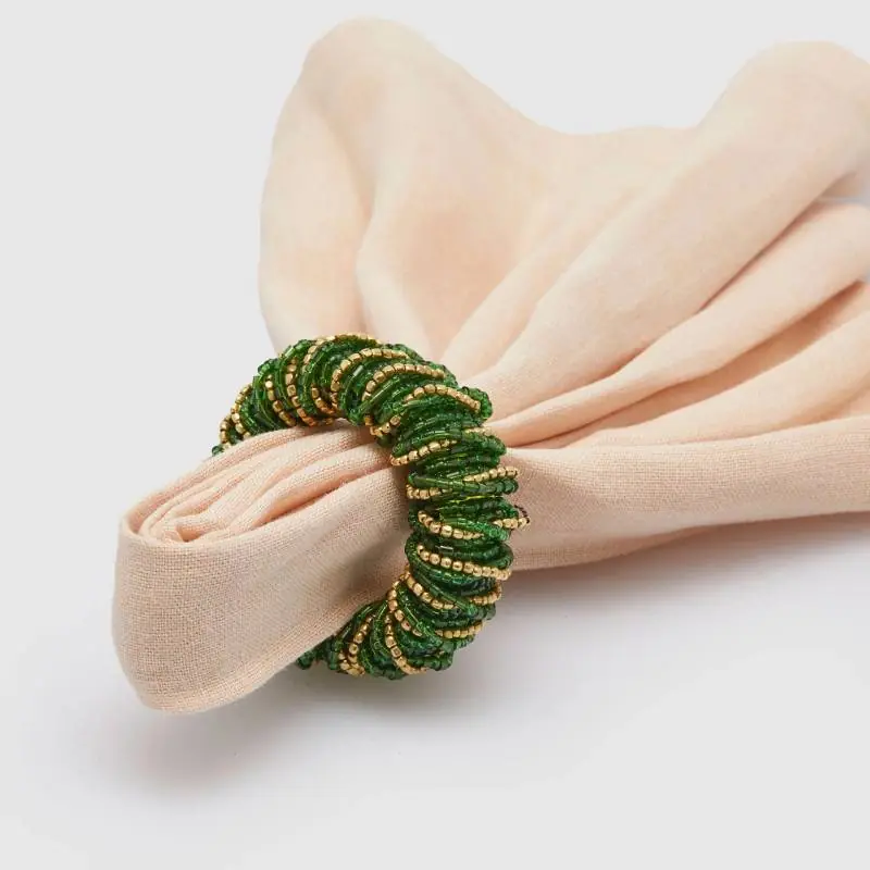 EDG Enzo De Gasperi Portatovagliolo Perline Rotondo D6 cm Verde Scuro Prezzo Di Fabbrica
