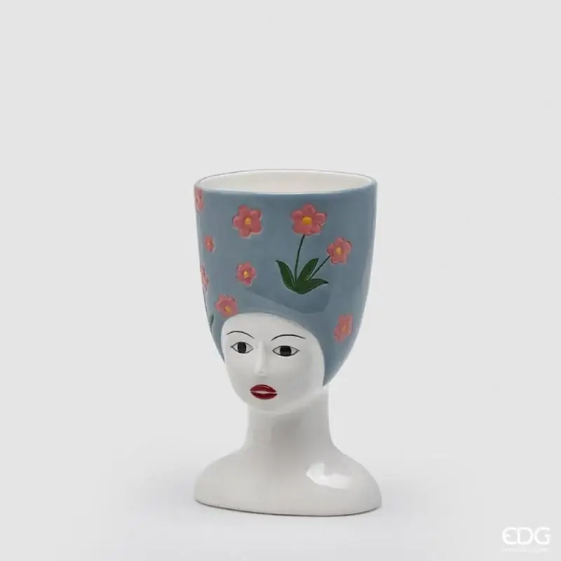 EDG Enzo De Gasperi Vaso Donna Busto con Fiori H29 cm in Ceramica Subito Disponibile