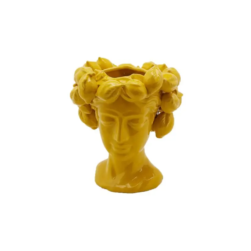 EDG Enzo De Gasperi Vaso Chakra Testa con Limoni H28 Cm In Ceramica Prezzo Di Fabbrica