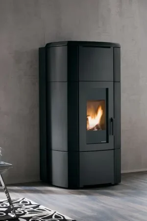 Palazzetti Ermione Idro 26 Stufa A Pellet ad acqua Con Rivestimento in Ceramica Nero Nuovo Arrivo