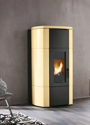 Ultime Pezzi Palazzetti Ermione Idro 24 ACS Stufa A Pellet ad acqua Con Rivestimento in Ceramica Giallo Sahara