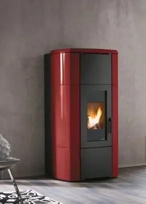 Ultime Pezzi Palazzetti Ermione Idro 24 ACS Stufa A Pellet ad acqua Con Rivestimento in Ceramica Rosso Bordeaux