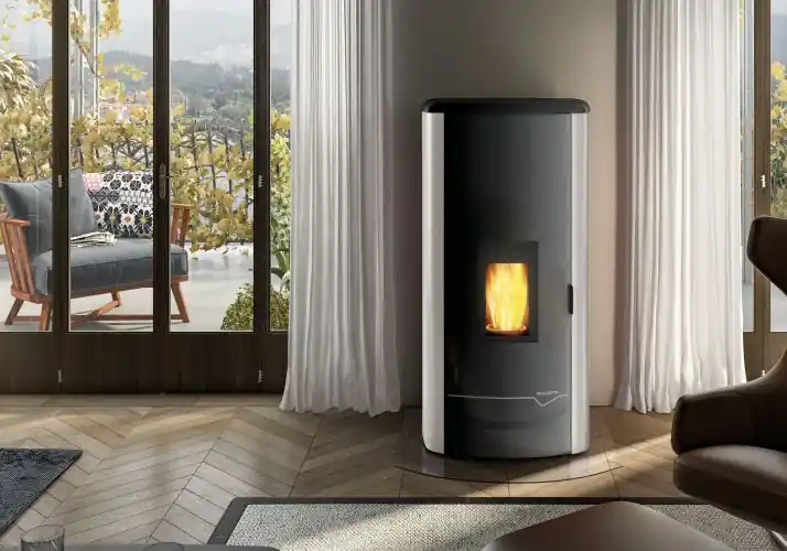 Stufa A Pellet ad acqua ecofire con top in ghisa e acciaio bianco Palazzetti Mirella Idro 15 Ultima Occasione