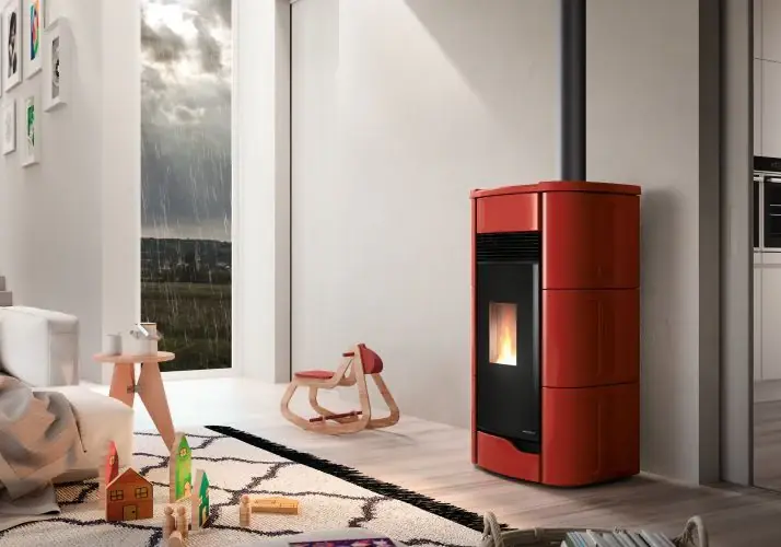 Palazzetti Anna 12 US Pro 2 Stufa A Pellet Ermetica ad aria con uscita fumi superiore in ceramica Rosso Must-Have