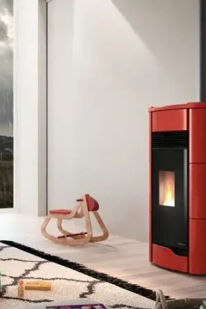 Palazzetti Anna 12 US Stufa A Pellet Ermetica ad aria con uscita fumi superiore in ceramica Rosso Saldi