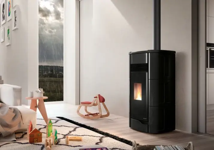Ultimissimo Modello Palazzetti Anna 9 US Stufa A Pellet Ermetica ad aria con uscita fumi superiore in ceramica Nero
