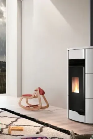 Direttamente Dal Produttore Palazzetti Anna 9 US Stufa A Pellet Ermetica ad aria con uscita fumi superiore in ceramica Beige