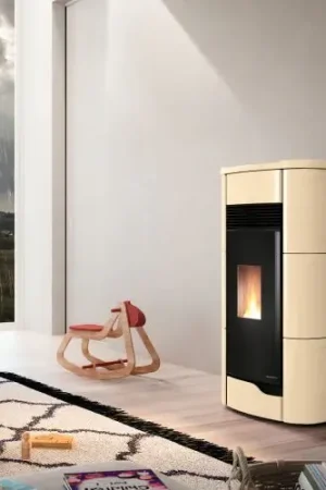 Palazzetti Anna 12 Stufa ermetica A Pellet ad aria 12kw Con Rivestimento in ceramica Crema Quantità Limitata