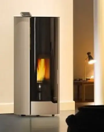 Palazzetti Nina 8 Stufa A Pellet Ecofire ad Aria con porta in vetro stondata acciaio bianco Pagamento Sicuro