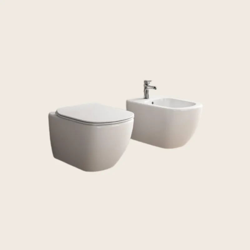 Ideal Standard Tesi Aquablade Coppia sanitari Vaso e Bidet Sospesi con Sedile rallentato Bianco europeo T354601 + T355201 Di Tendenza