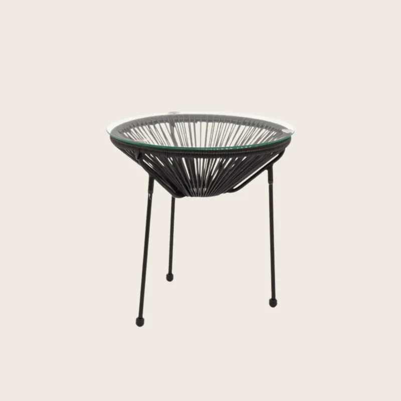 Andrea Bizzotto Parker Tavolino 50 cm in vetro struttura Nero 0802792 Promo Stagionale