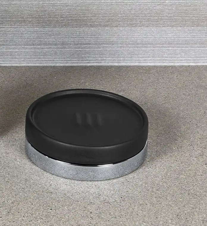 Colombo Nordic B5240 Porta Sapone da Appoggio in Ceramica Nera Opaco cromo Ultime Pezzi