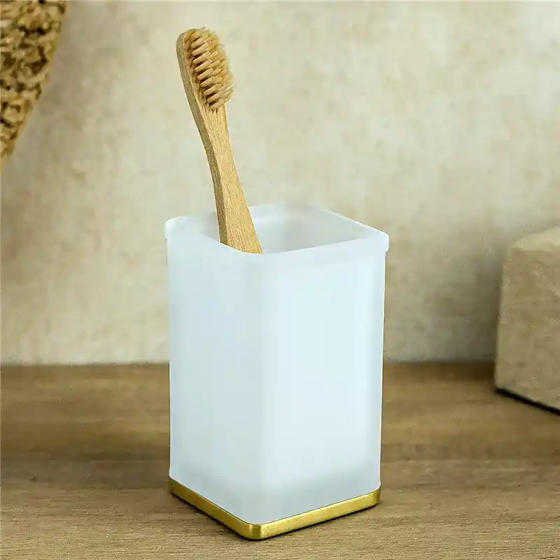 Colombo Lulu B6241 Bicchiere portaspazzolini da Appoggio in Vetro Acidato Naturale oro Direttamente Dal Produttore