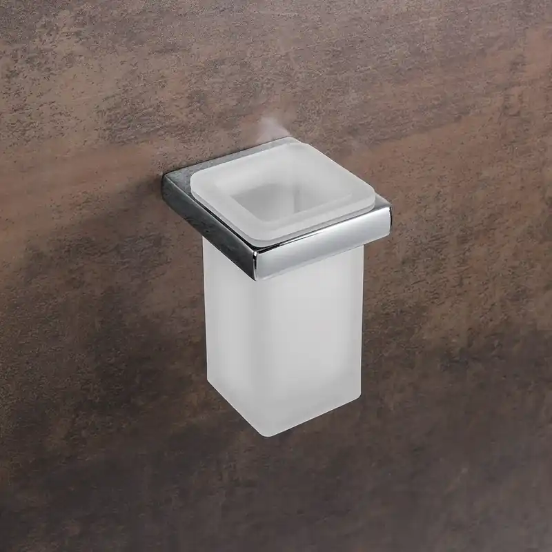 Colombo Lulu B6202 bicchiere portaspazzolini a muro in Vetro Acidato Naturale cromo Acquista Ora