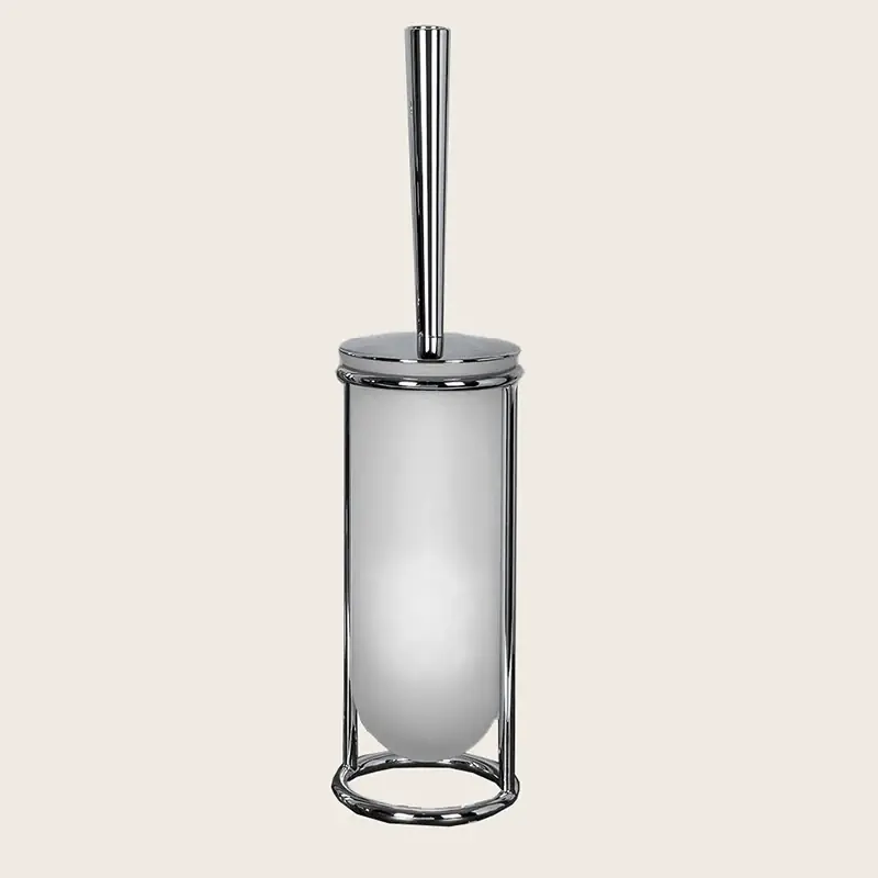 Colombo Luna Portascopino a pavimento in Vetro Acidato cromo B0106 Prezzo Di Fabbrica