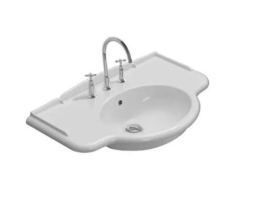 Globo Paestum Lavabo 90x56 installazione sospesa o su mobile o su gambe in ceramica Bianco Lucido Reso Gratuito