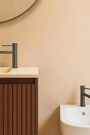 Affare Coppia rubinetti lavabo e bidet senza scarico grigio metallico Melin