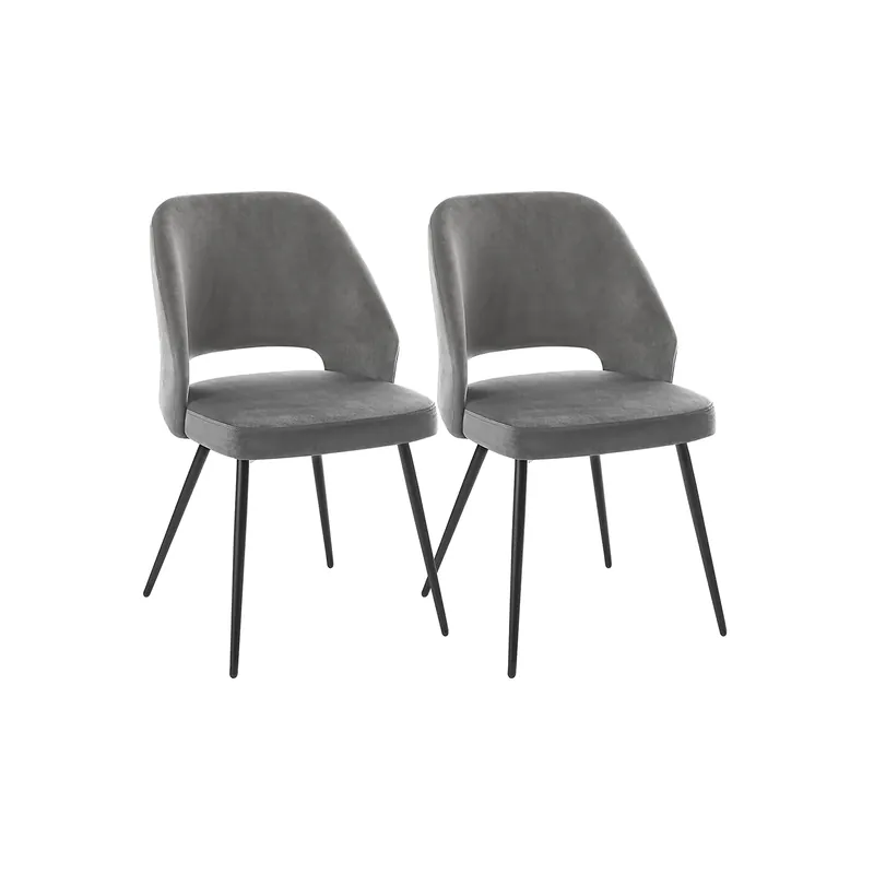 Set di 2 Sedie da Pranzo con Rivestimento in Velluto Grigio Ultimissimo Modello