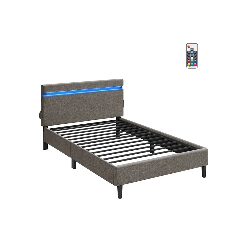 Struttura Letto Matrimoniale Metallo 140 x 190 cm Grigio Scuro Offerta Del Giorno