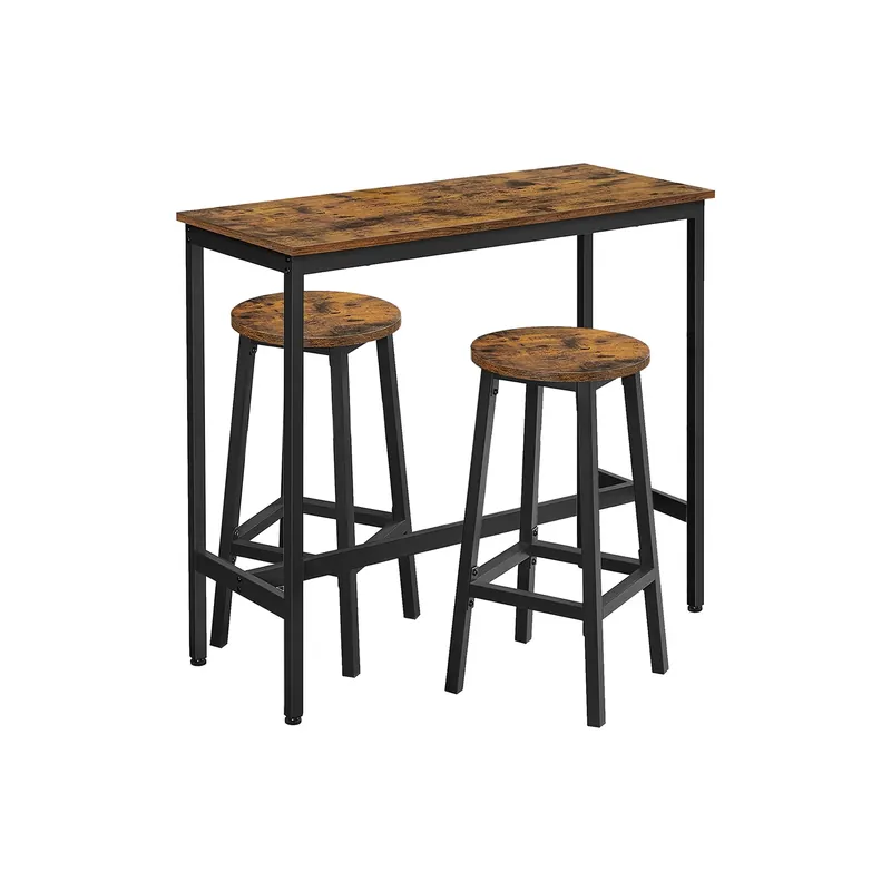Set di 2 Sgabelli da Bar Nero Effetto Legno e Nero Nuova Collezione