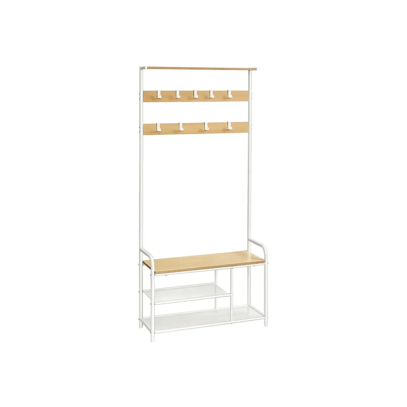 Appendiabiti con Scarpiera, Mobile Ingresso con 9 Ganci Rimovibili, Panca, Mensola, 30 x 85 x 180,5 cm Prezzo Ridotto