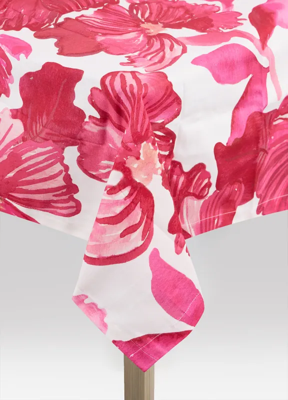 Tovaglia 6 posti con fantasia di fiori rossi Nuova Collezione