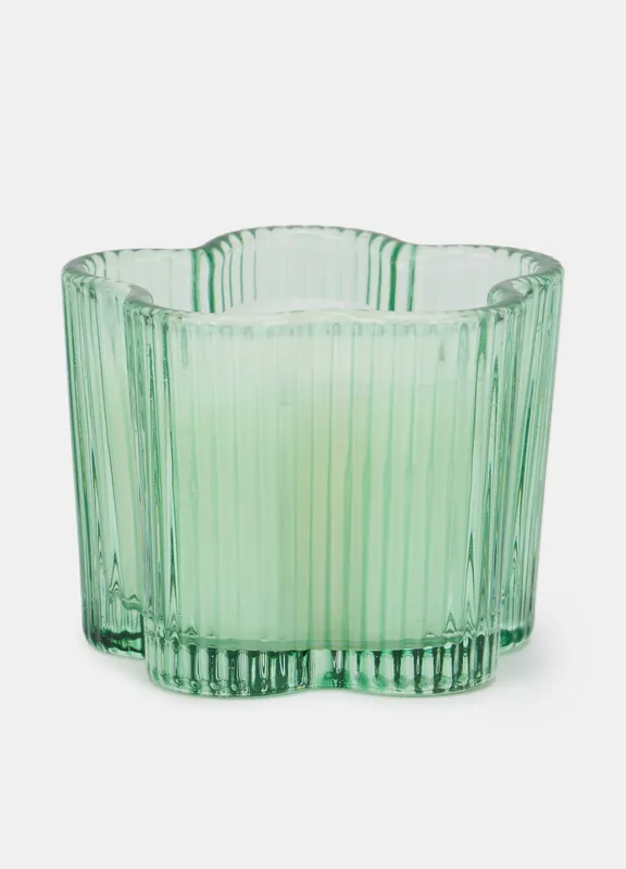 Offerta Limitata Candela con base in vetro a fiore