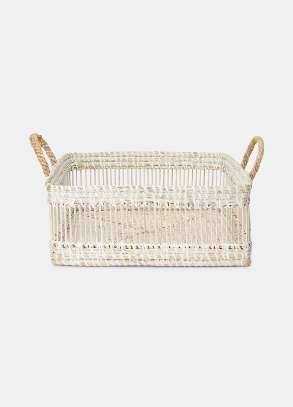 Acquista Ora Cestino rettangolare bianco shabby chic