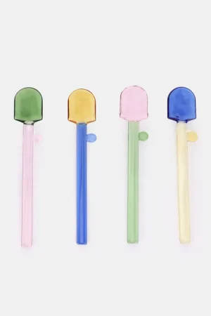 4 pack cucchiaini in vetro colorato Spedito Oggi