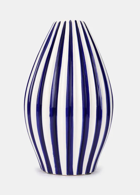 Vaso bombato in ceramica a righe Occasione Imperdibile