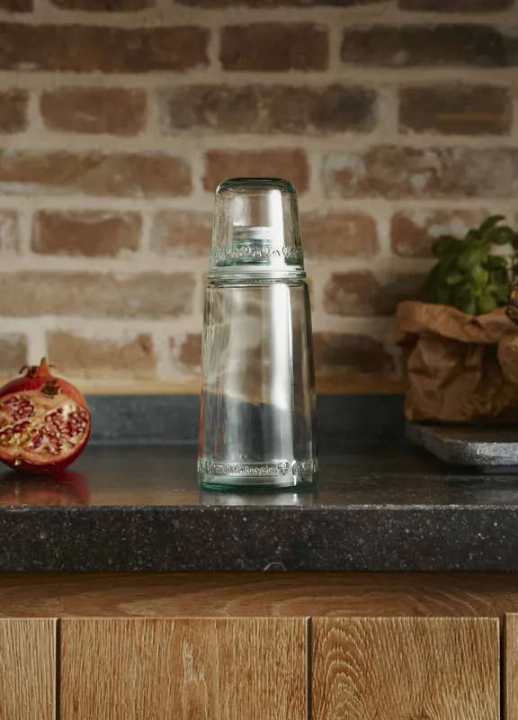 Must-Have Set notte bottiglia e bicchiere in vetro riciclato