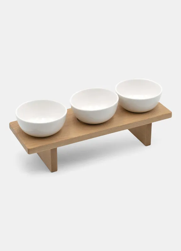 Ultimissimo Modello Alzata in legno con ciotole in ceramica Made in Italy